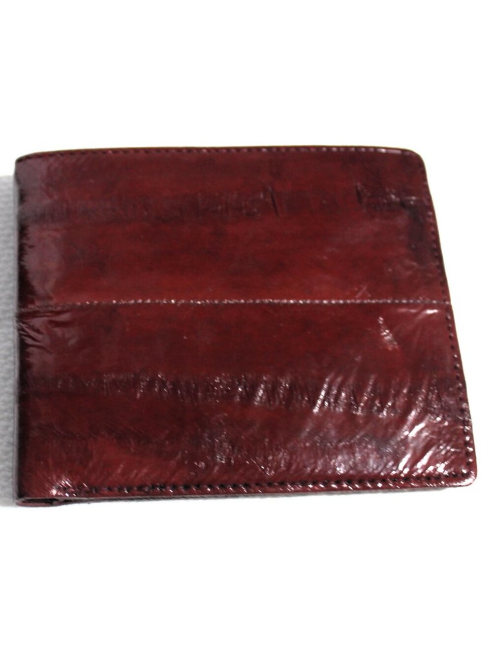 NWOT Vintage 1980s Era Genuine Eelskin Men's Bifold Wallet Oxblood Burgundy
